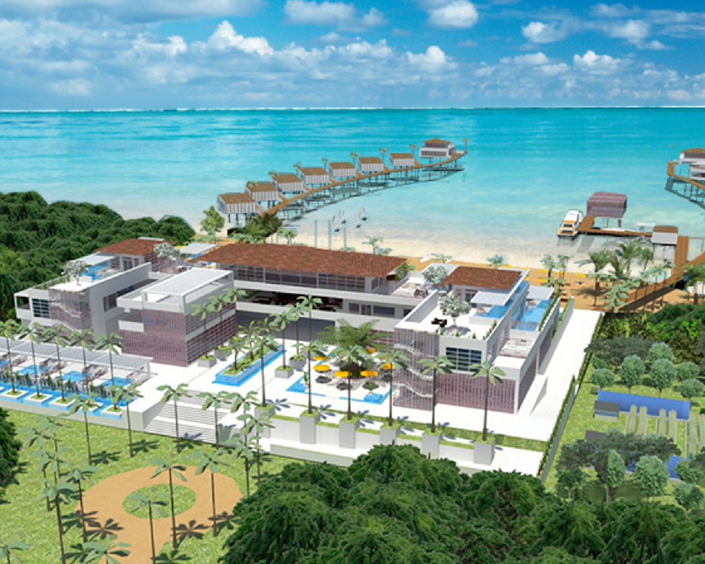Image of resort mockup for a property in Belmopan, Belize.